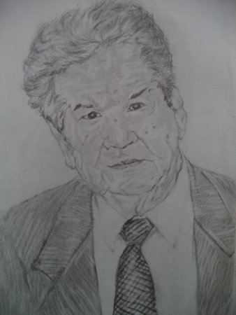 Портрет Мустая Карима карандашом