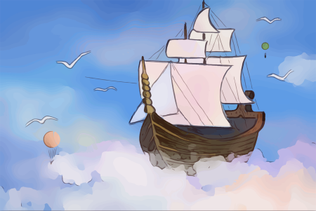 Раскраска "Летучий корабль"