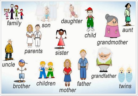 Члены семьи на английском языке