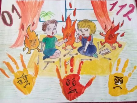 Детские рисунки на тему пожарная безопасность