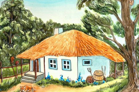 Кубанская Казачья хата рисунок