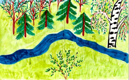 Лес рисунок для детей