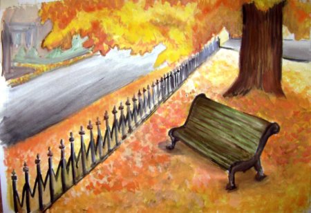 Рисование осенний парк