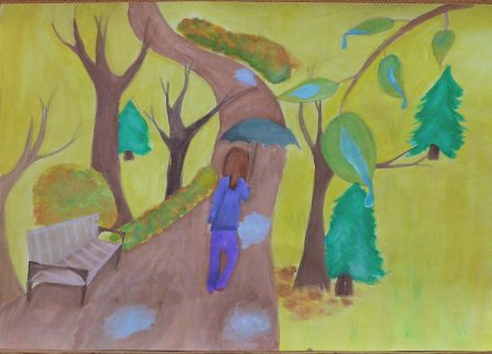 Осень гуашью