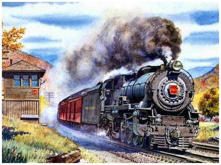 Открытка с паровозом