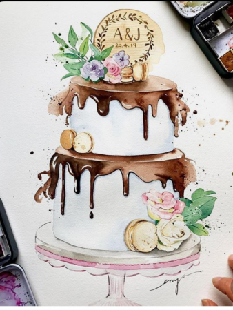 Акварельный торт иллюстрация