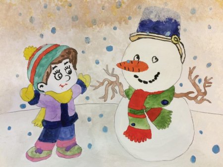 Выставка рисунков Снеговик