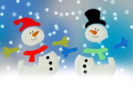 Новогодние плакаты Снеговики