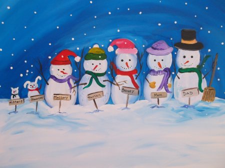 Снеговик цветными карандашами