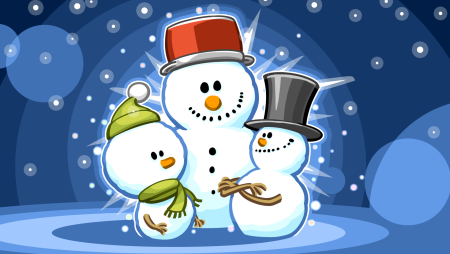 Новогодняя семья снеговиков