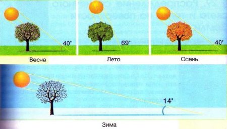 Положение солнца в Разное время года