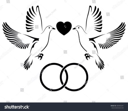 Свадебные голуби акварель