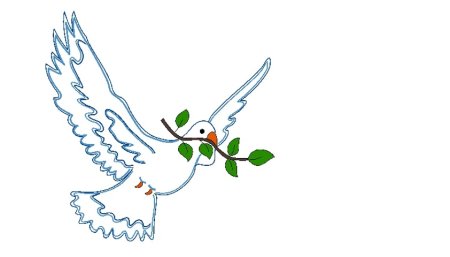 Голубь с оливковой ветвью в клюве