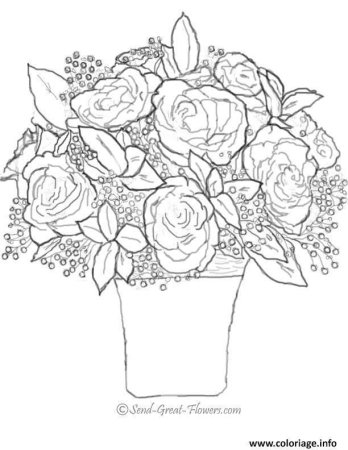 Раскраска букет роз с днем рождения