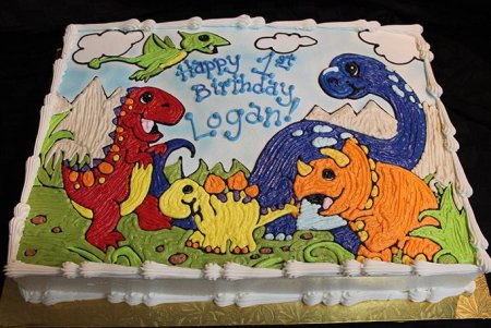 Торт динозавры для мальчика кремовый