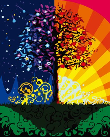 Дерево акрилом на холсте