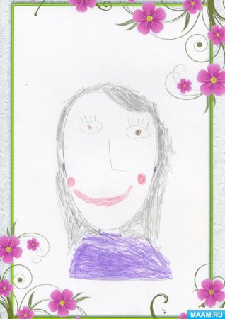 Рисунок портрет мамы на день матери