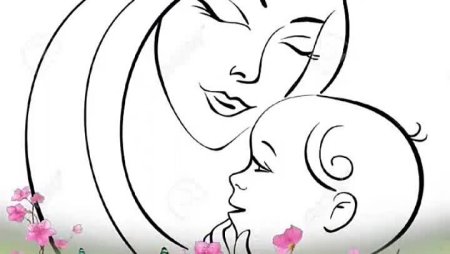 Раскраска мама с ребенком на руках