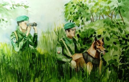 Рисунки ко Дню пограничника детские