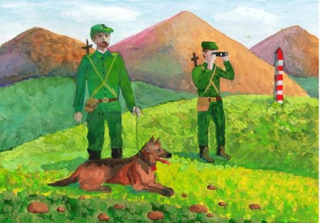Рисование пограничник с собакой