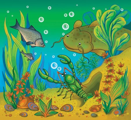 Рисование рыбки в аквариуме