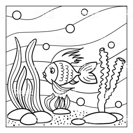 Шаблон аквариум с рыбками для детей