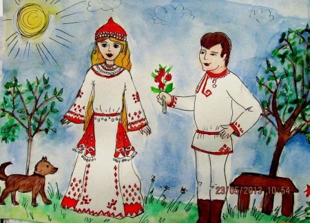 Марийский костюм рисунок для детей