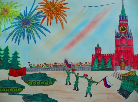 Военный парад рисование