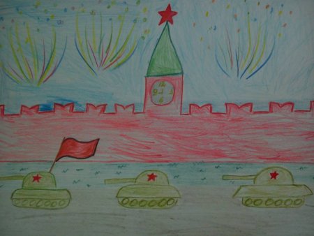Рисунок на тему парад Победы