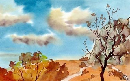Осеннее небо акварелью