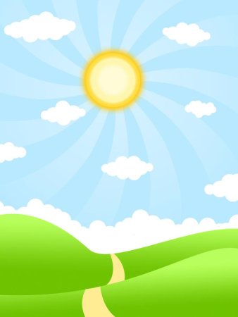 Мультяшное небо с солнцем