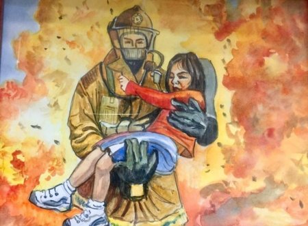 Пожарный спасает ребенка