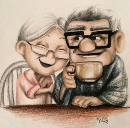 Бабушка и дедушка рисунок