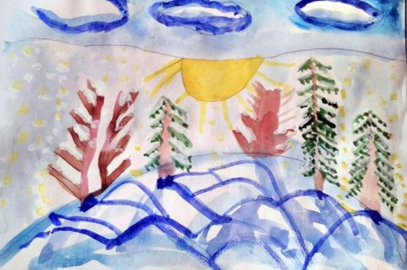 Зимний день рисунок