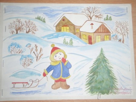 Рисунок на тему зима 3 класс