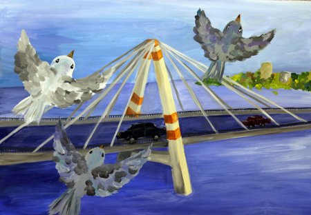 Октябрьский мост Череповец рисунок