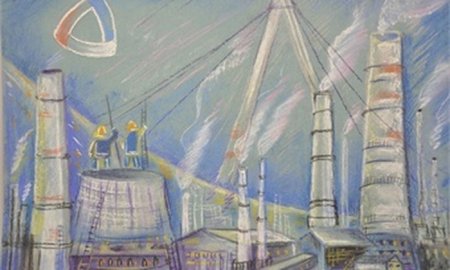 Металлургический комбинат в Череповце рисунок