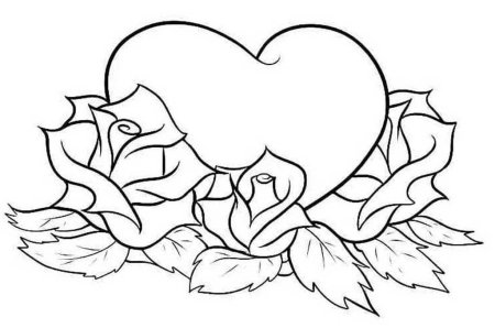 Раскраски сердечки и цветы