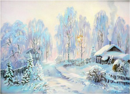 Морозный день живопись