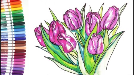 Тюльпаны фломастерами