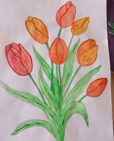 Рисование букет цветов старшая группа
