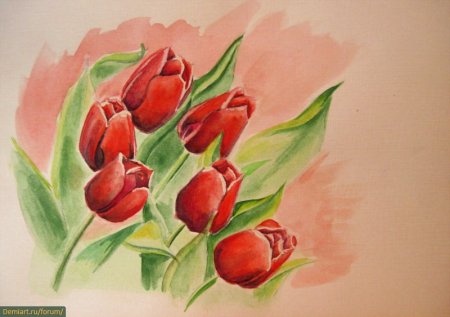 Тюльпаны акварелью открытка