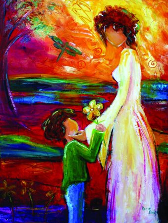 Картина красками женщина и ребенок