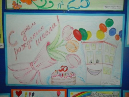 С днём рождения школа рисунок