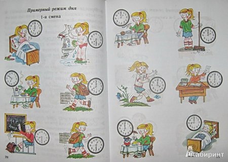 Распорядок дня школьника рисунок