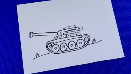 Рисование на 23 февраля танк