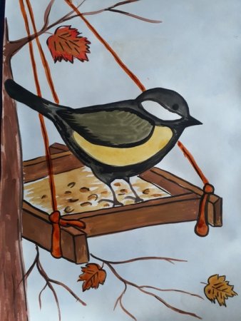 Рисование в старшей группе зимующие птицы синица