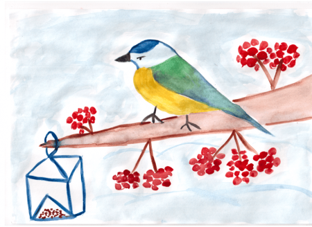 Рисунок на тему Синичкин день