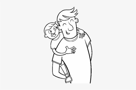 Мультяшный папа с детьми