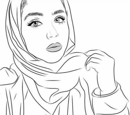 Раскраска девушка в хиджабе